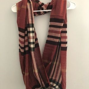 Shimmery Red Plaid Infinity Scarf